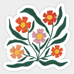 Folksy Modern Flowers Sticker